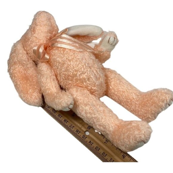 Vtg Ty Bunny Rabbit Plush Stuffed Animal Toy Orange Ribbon Bow Jointed 1993 8" - Picture 7 of 9